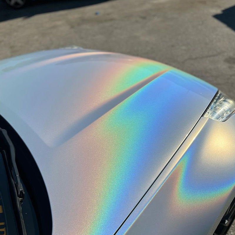 Gloss Metallic Rainbow Laser White Car Vinyl Wrap