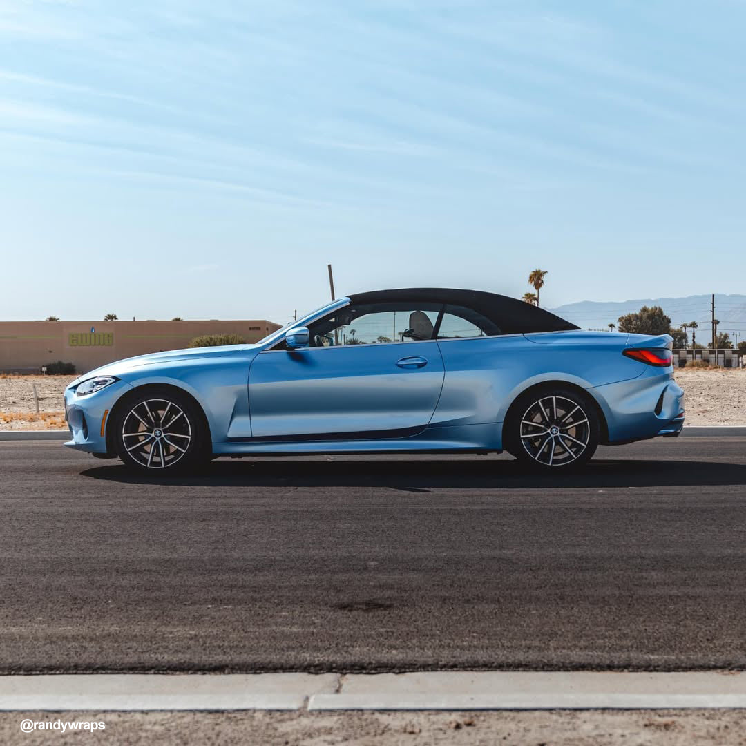 Glossy Metallic Silver Lake Blue Vinyl Wrap