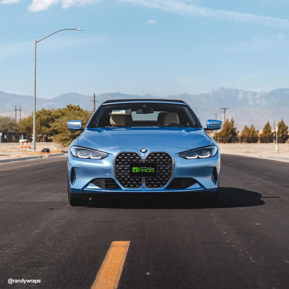 Glossy Metallic Silver Lake Blue Vinyl Wrap