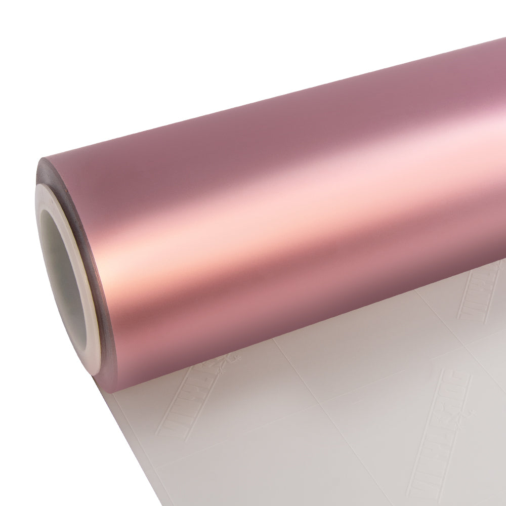 Flexible Rose Gold Chrome Pink Carbon Fiber Wrap Vinyl With Air